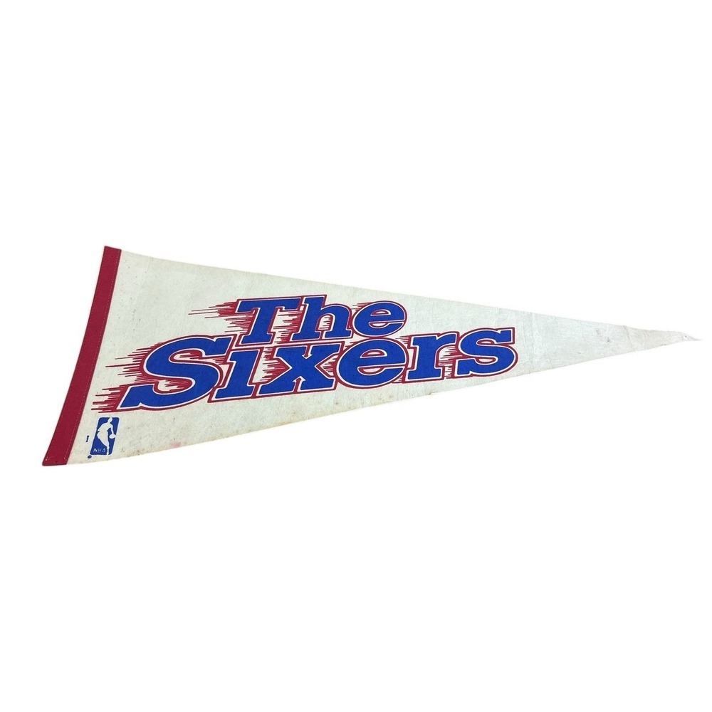 30" Vtg Philadelphia 76ers "the Sixers" NBA Basketball Felt Pennet Read*